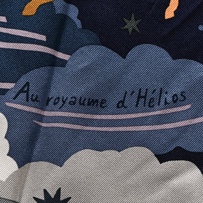 Hermes Silk Au Royaume d'Helios Scarf 70 Bleu Nuit Argile Bleu Jean 5 of 5