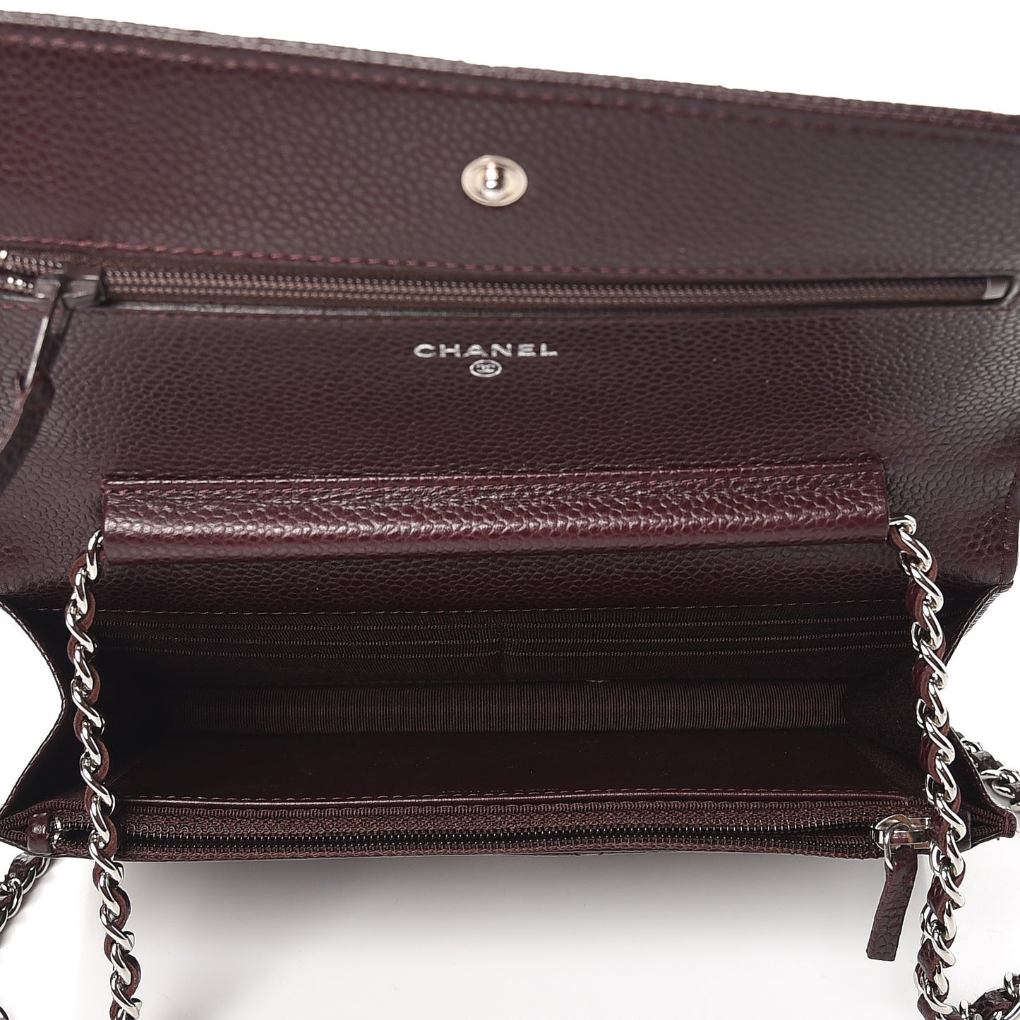 Caviar Quilted Wallet on Chain WOC Burgundy
