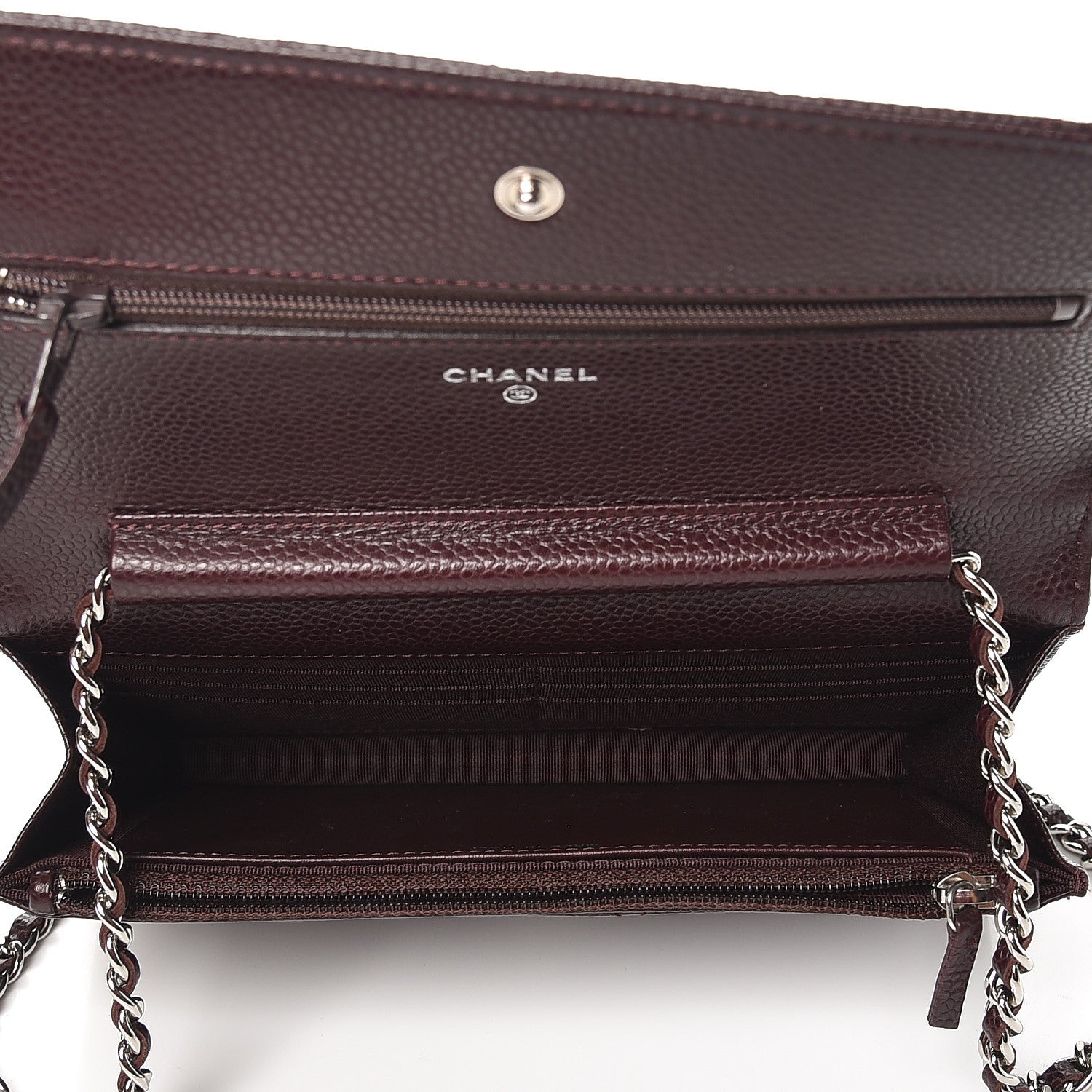 Chanel Caviar Quilted Wallet on Chain WOC Burgundy 5 of 9