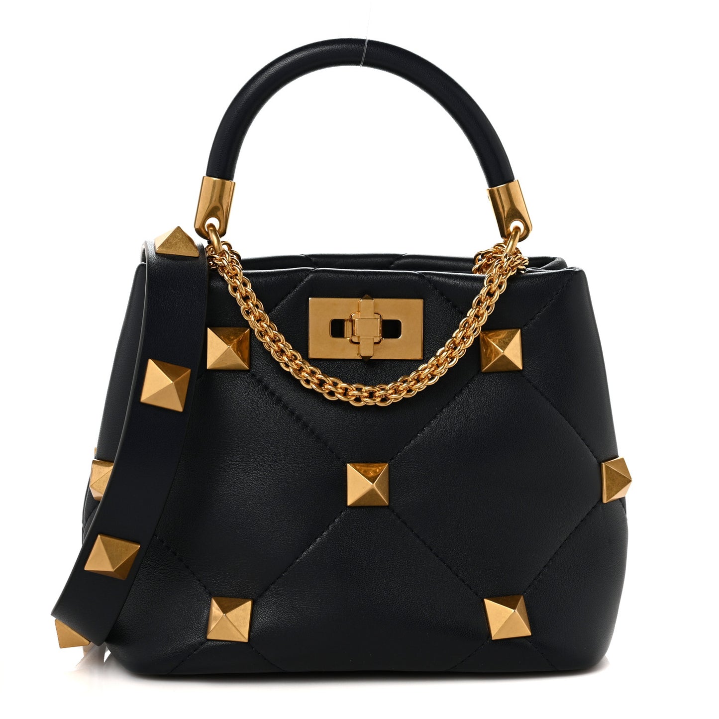 Nappa Small Roman Stud The Handle Bag Black