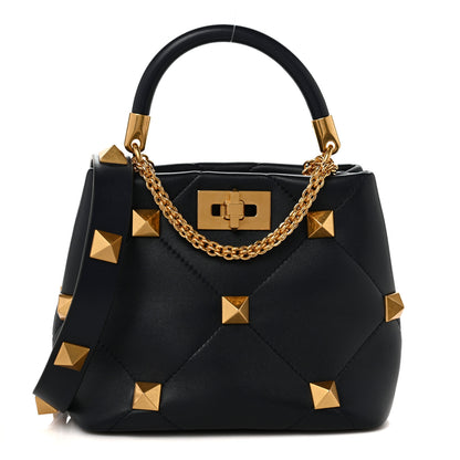Valentino Garavani Nappa Small Roman Stud The Handle Bag Black 1 of 8