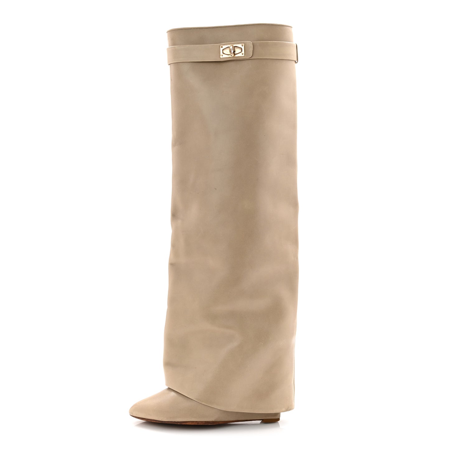 Calfskin Shark Lock Pant Boots 40 Beige