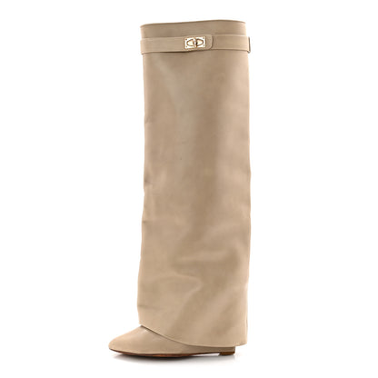 Givenchy Calfskin Shark Lock Pant Boots 40 Beige 1 of 8