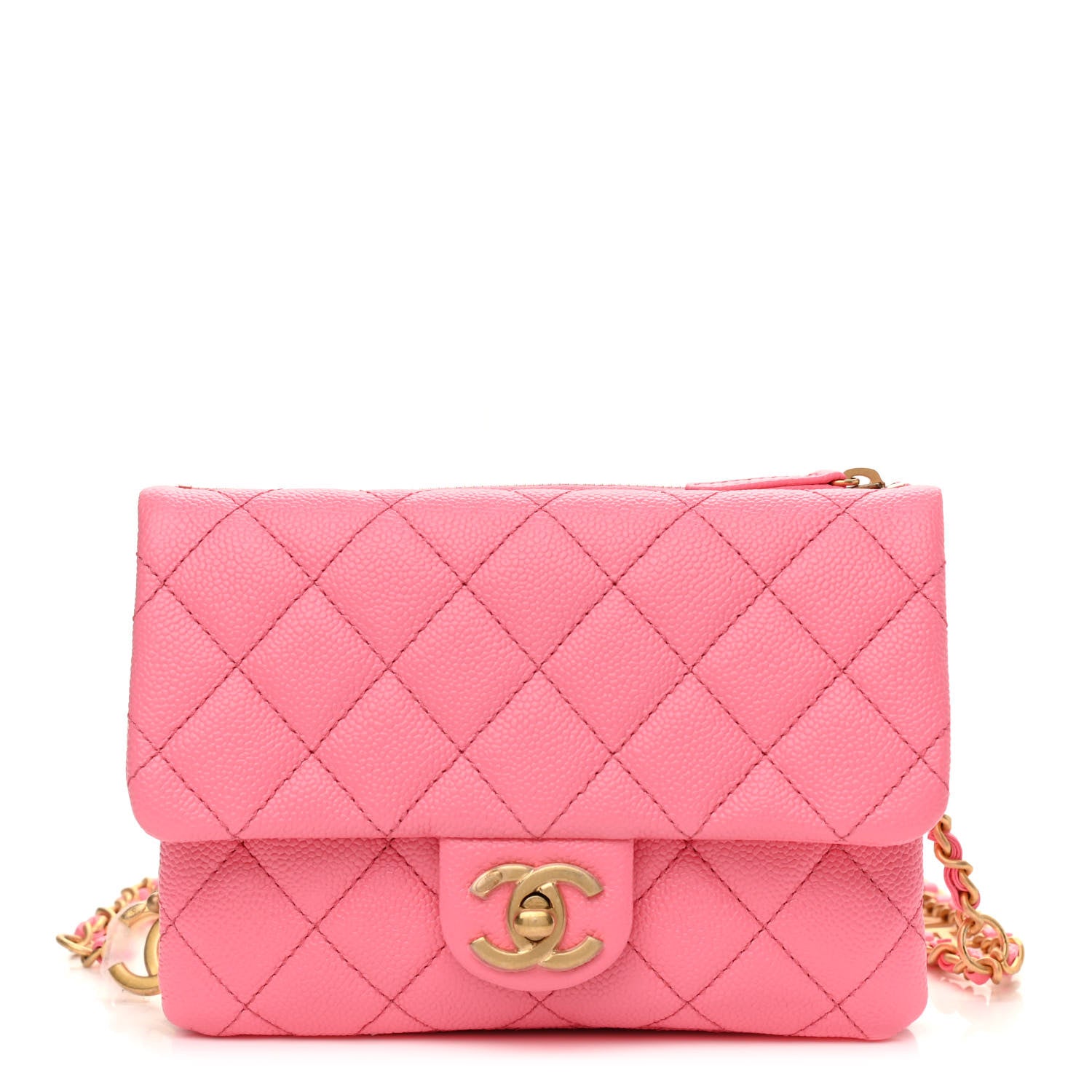 Chanel Shiny Caviar Pick Me Up Flap Belt Bag Pink 1 of 11