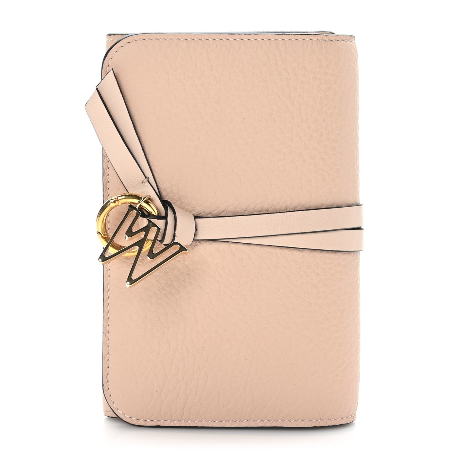 Calfskin Alphabet Compact Wallet Blush Nude