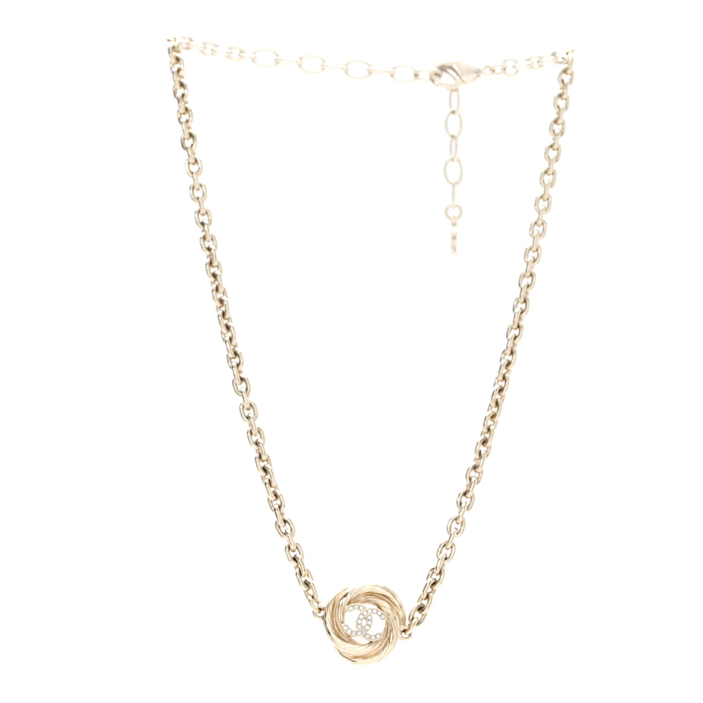 Metal Crystal CC Choker Necklace Light Gold