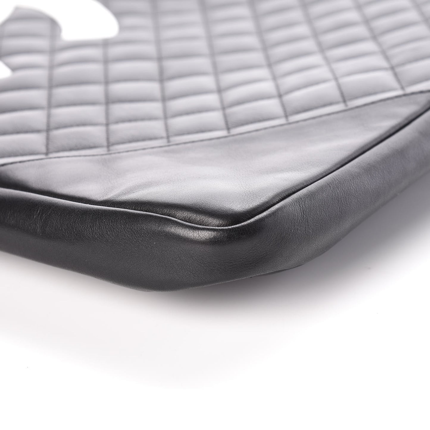 Calfskin Quilted Large Cambon Messenger Black White