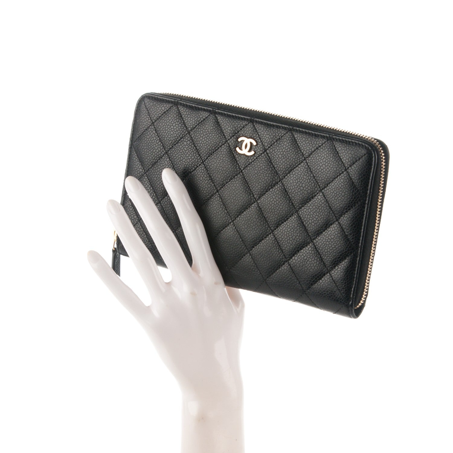 Chanel Caviar Quilted Large Zip Around Organizer Wallet Black 2 of 8