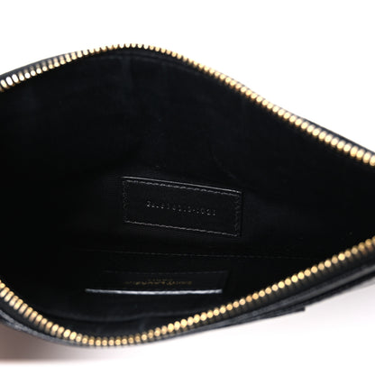 Saint Laurent Grain De Poudre Chevron Monogram Large Bill Pouch Black 5 of 7