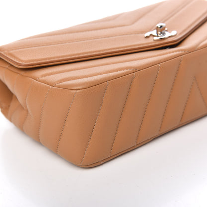 Chanel Caviar Chevron Quilted Single Flap Beige 8 of 9