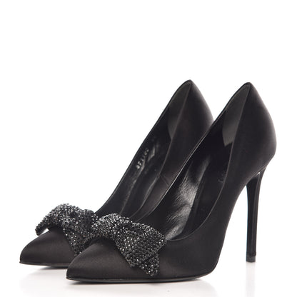 Gucci Satin Crystal Bow Pumps 35 Black 3 of 9