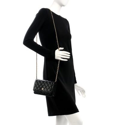 Chanel Lambskin Quilted Wallet On Chain WOC Black 2 of 8