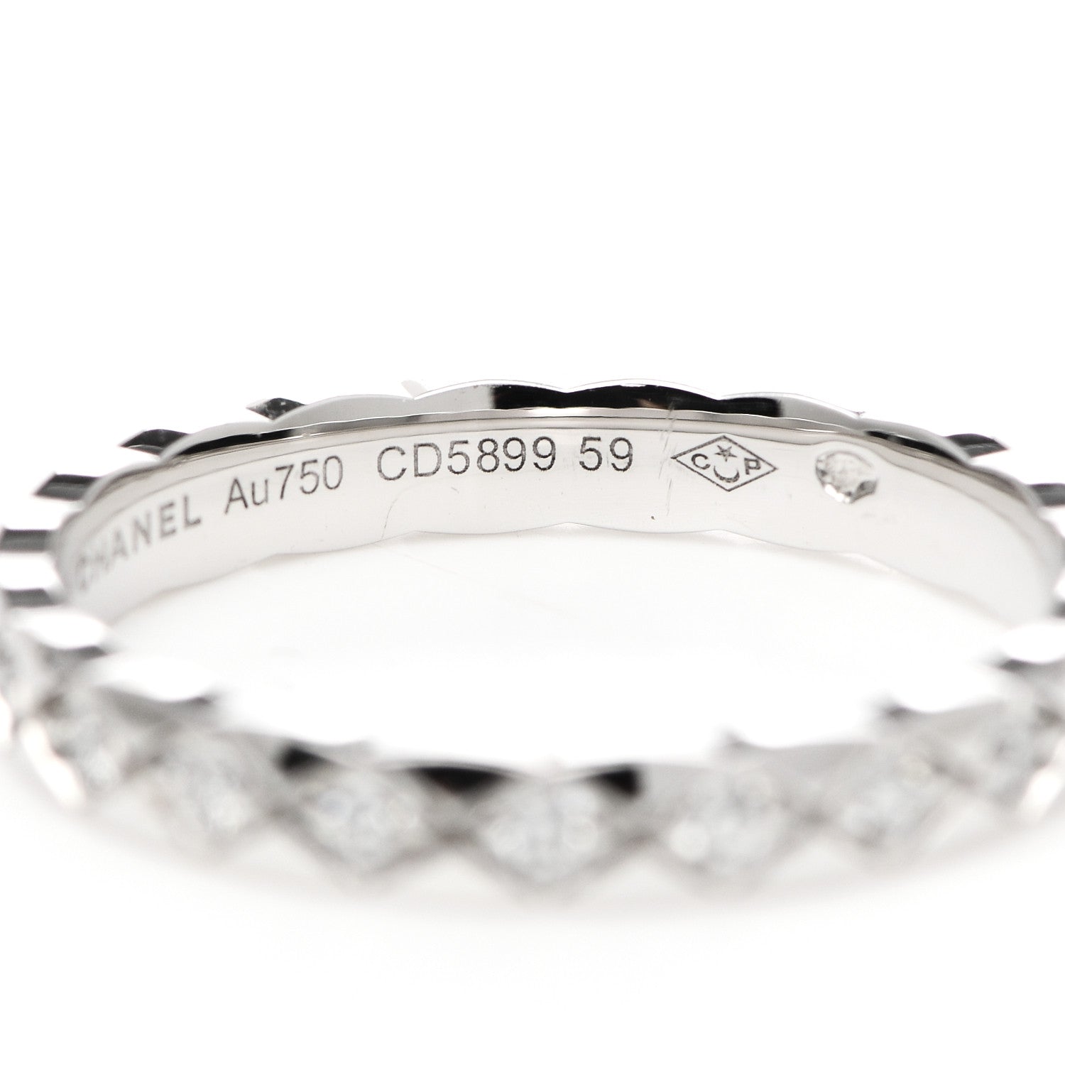 Chanel 18K White Gold Diamond Mini Coco Crush Ring 59 8.75 5 of 6