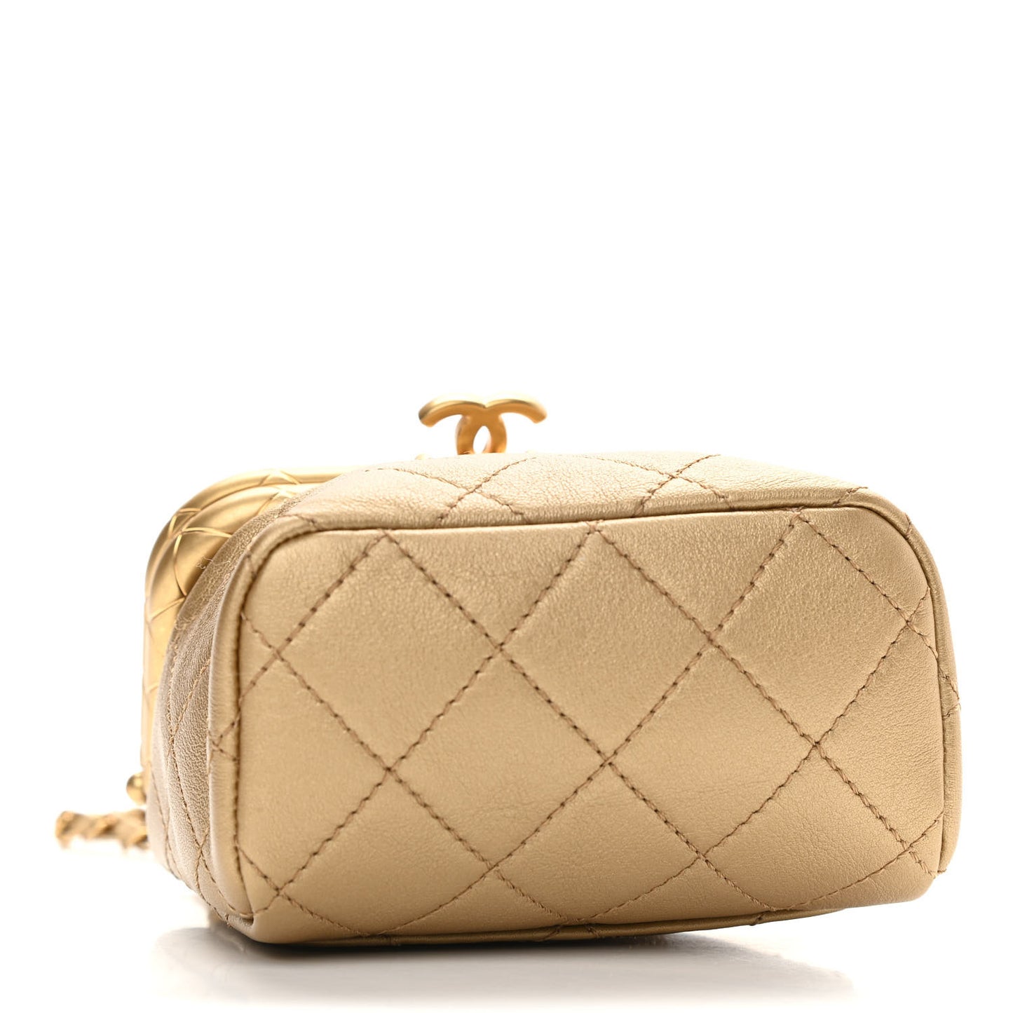 Metallic Lambskin Quilted Small My Crush Bag Gold