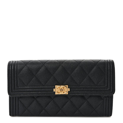 Chanel Caviar Quilted Large Boy Gusset Flap Wallet Black 1 of 8