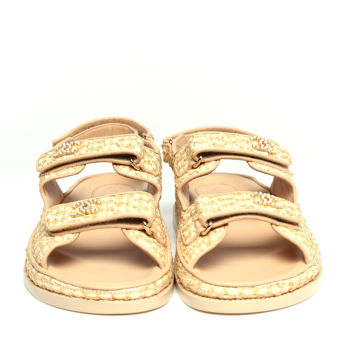 Braided Fabric Velcro Dad Sandals 39.5 Beige