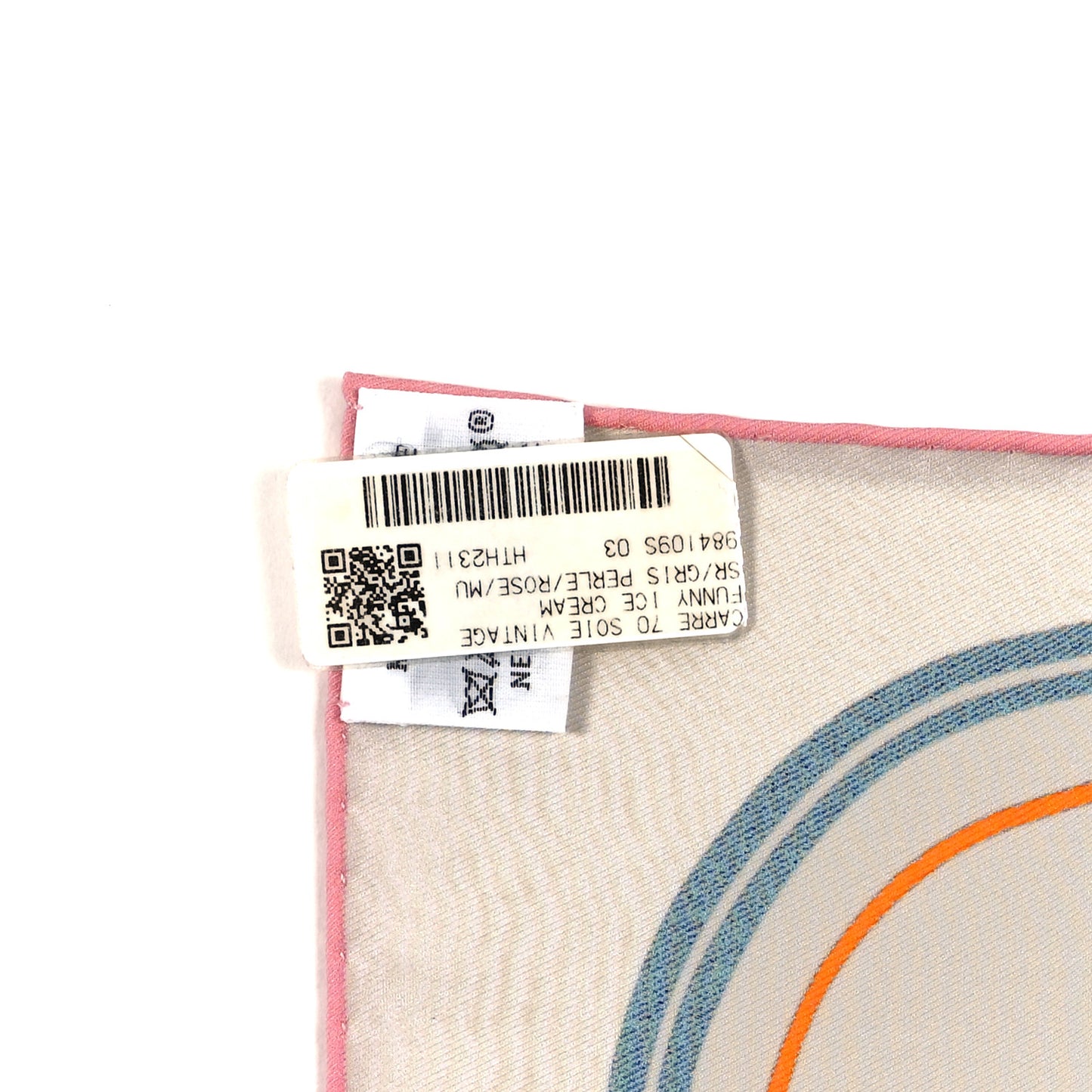 Silk Funny Ice Cream Scarf 70 Gris Perle Rose Multicolor