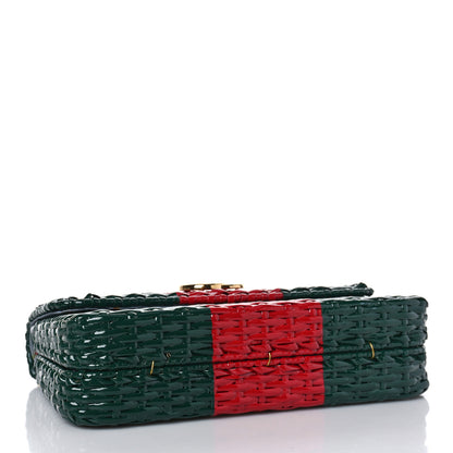 Gucci Glazed Wicker Stripe Small Cestino Shoulder Bag Green 4 of 10
