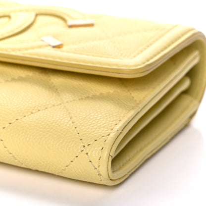 Chanel Caviar Quilted Medium Filigree Flap Wallet Yellow 11 of 14