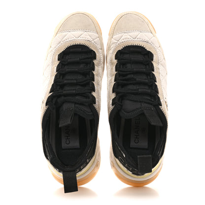Chanel Velvet Calfskin Mixed Fibers CC Sneakers 36 Ivory Black 2 of 11