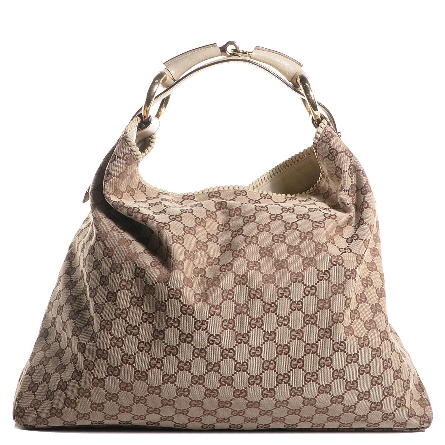 Gucci Monogram Large Horsebit Chain Hobo Off White 1 of 7