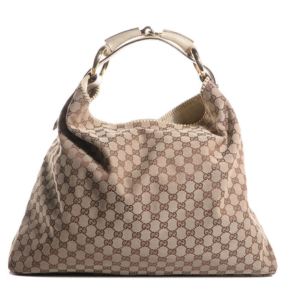 Gucci Monogram Large Horsebit Chain Hobo Off White 1 of 7