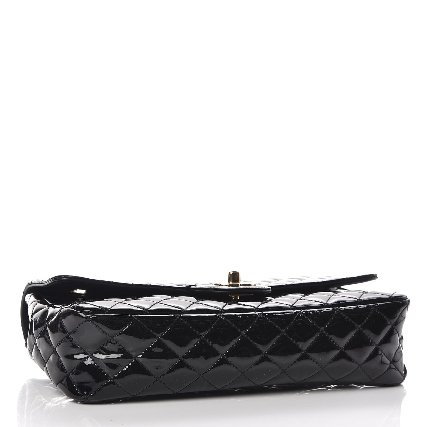 Patent Calfskin Quilted Valentine Charms Medium Single Flap Black