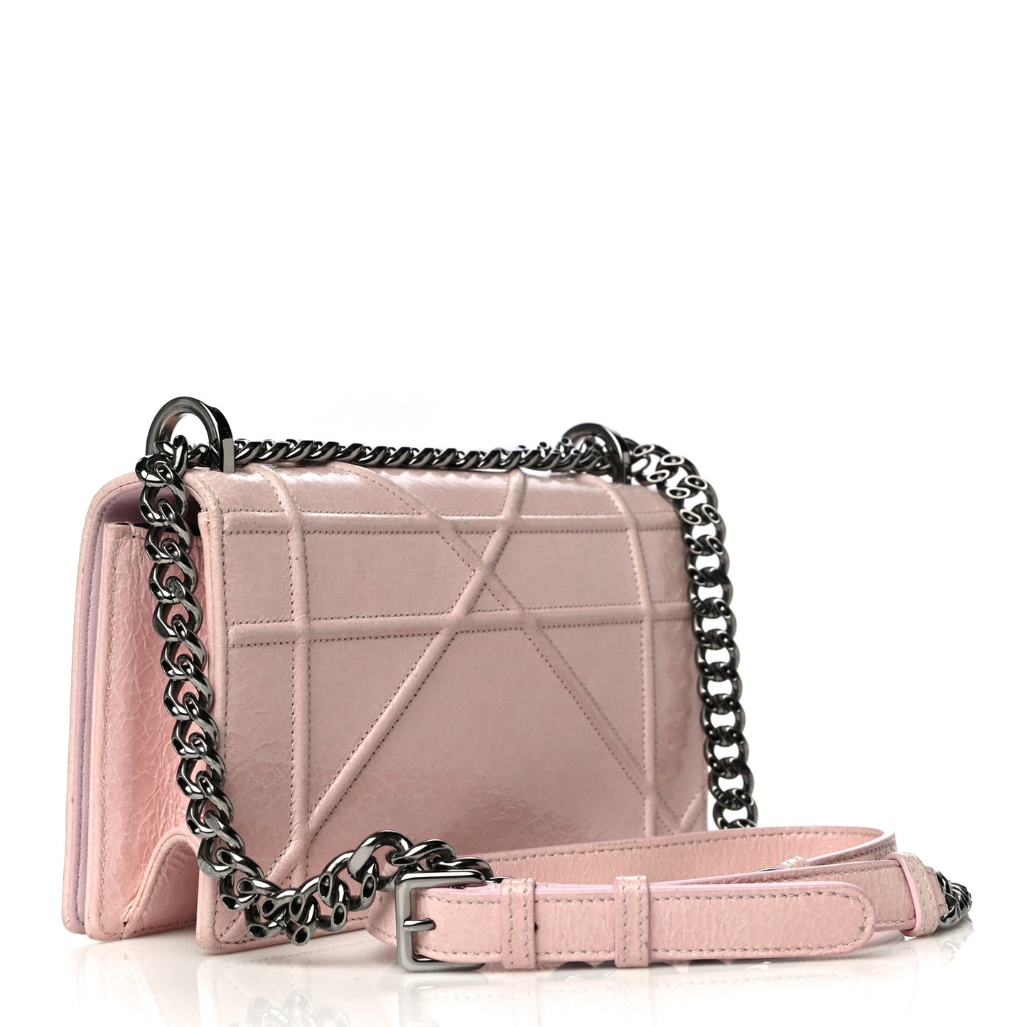 Ceramic Effect Deerskin Small Diorama Flap Bag Pink