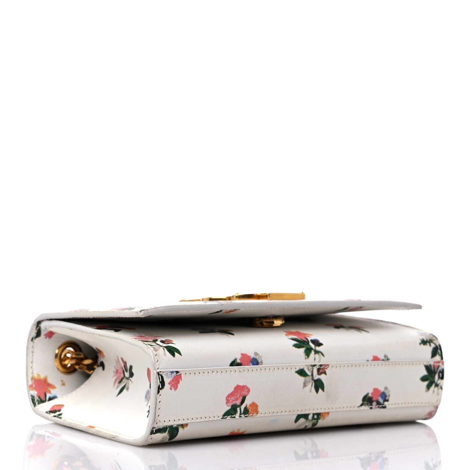 Saint Laurent Calfskin Prairie Flower Printed Small Classic Monogram Kate Satchel White 4 of 15