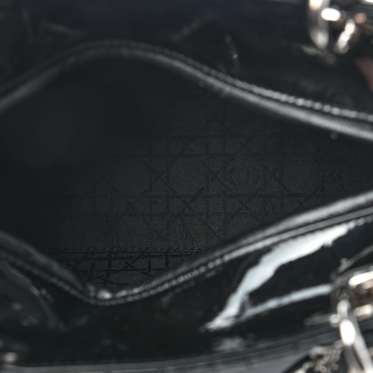 Patent Cannage Medium Lady Dior Black