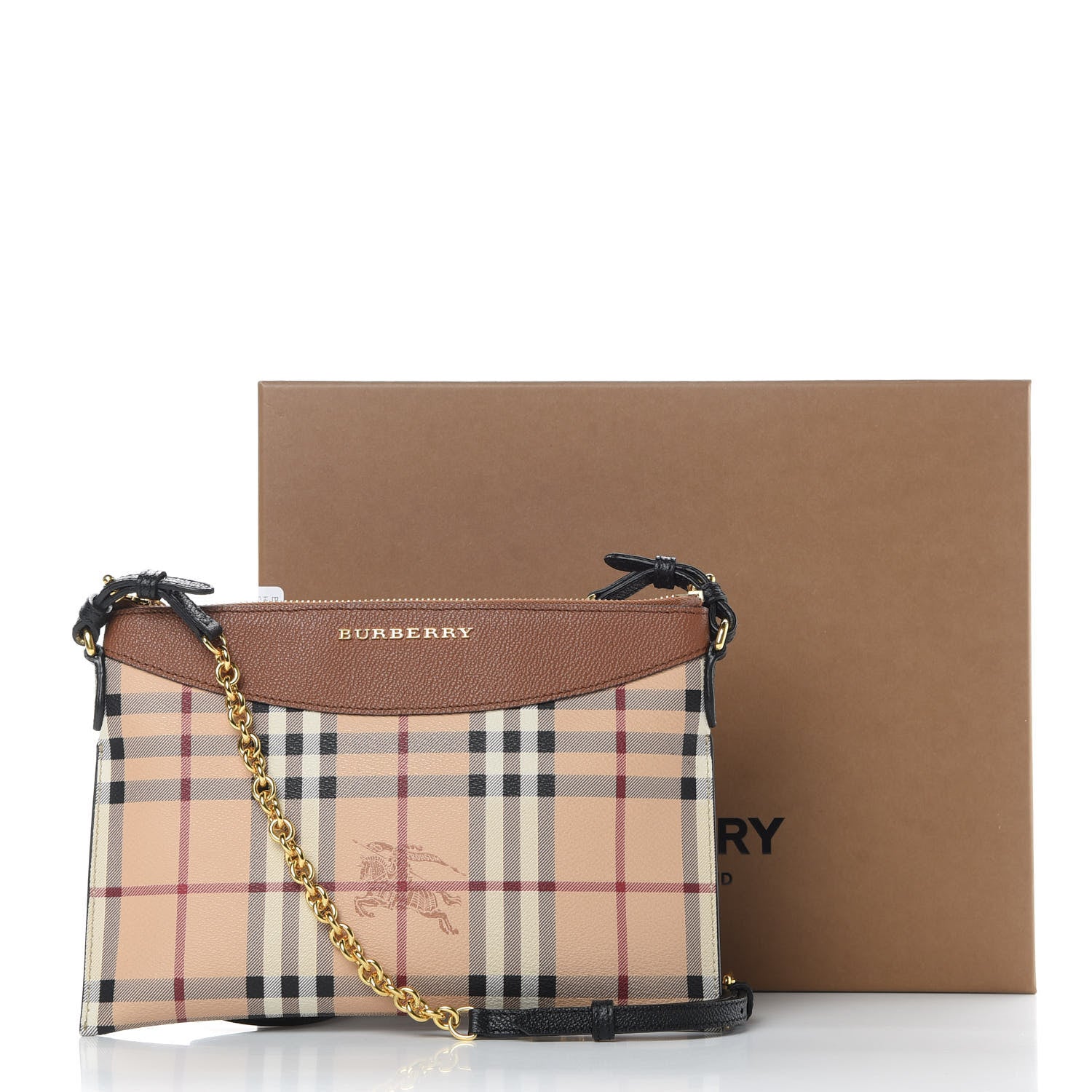 Burberry Haymarket Check Peyton Crossbody Clutch Bag Toffee 12 of 12