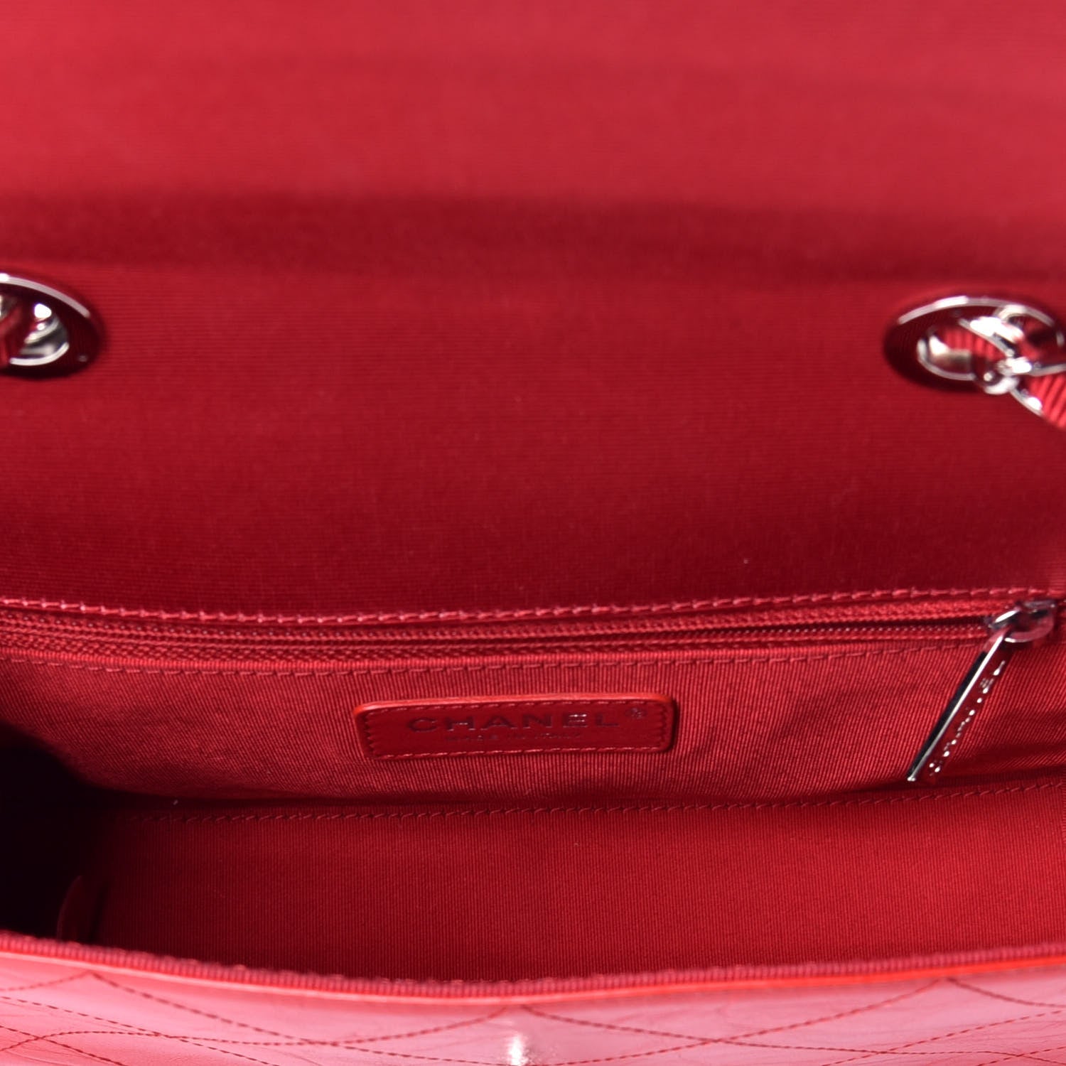 Chanel Crumpled Calfskin Flap Bag Red 5 of 9