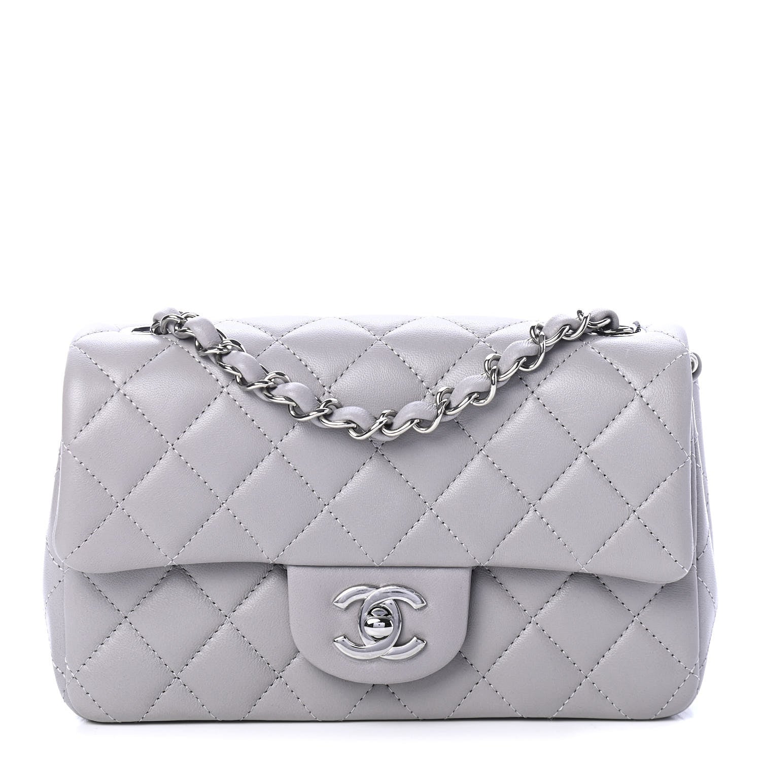 Chanel Lambskin Quilted Mini Rectangular Flap Grey 1 of 4