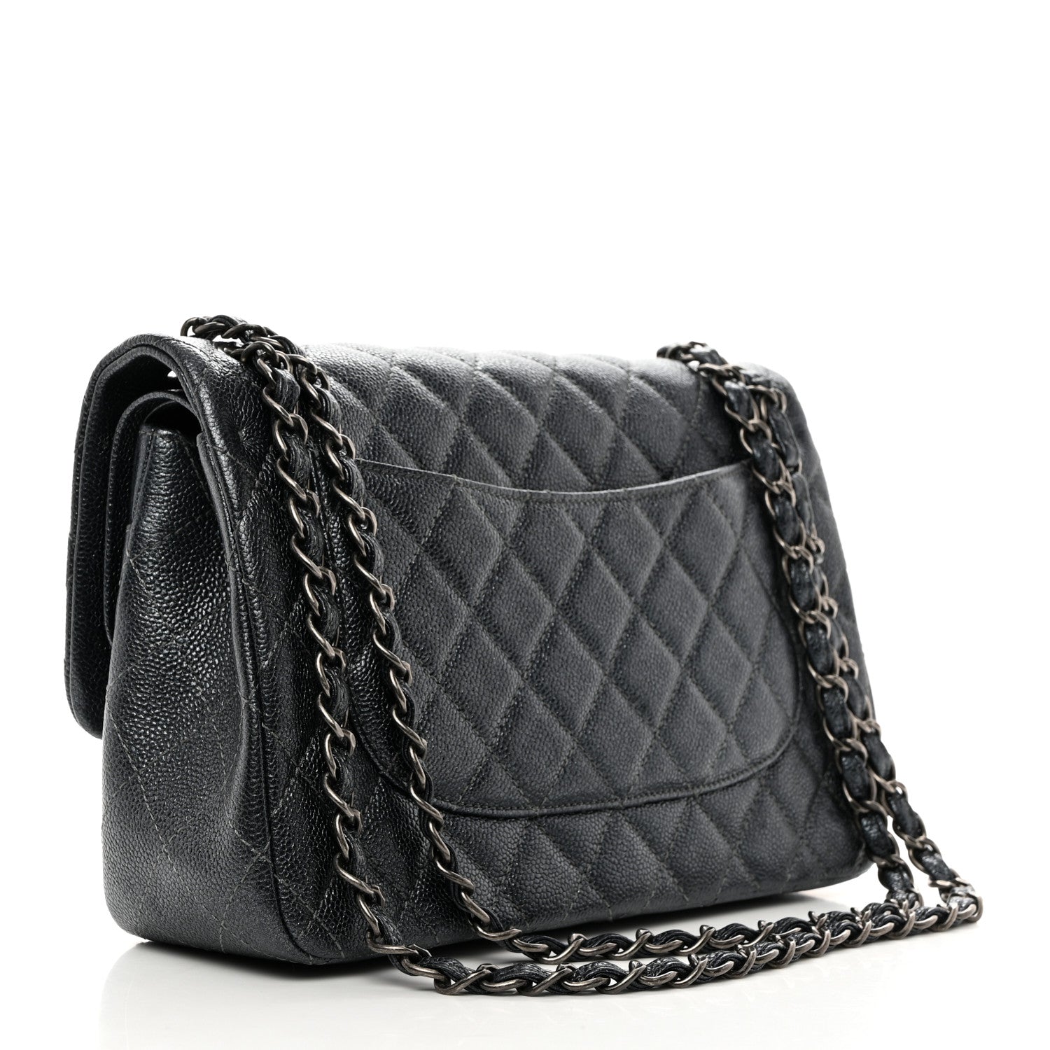Chanel Metallic Caviar Quilted Jumbo Double Flap Dark Grey 3 of 14
