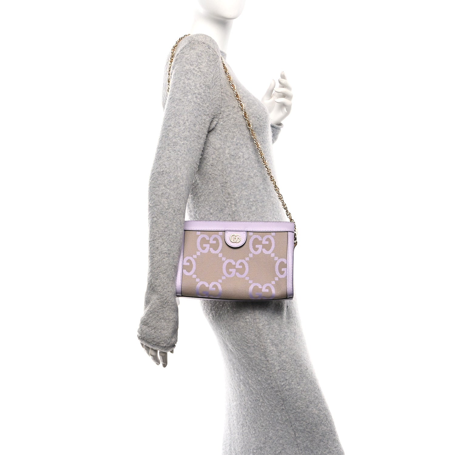 Gucci Monogram Jumbo GG Textured Dollar Calfskin Small Ophidia