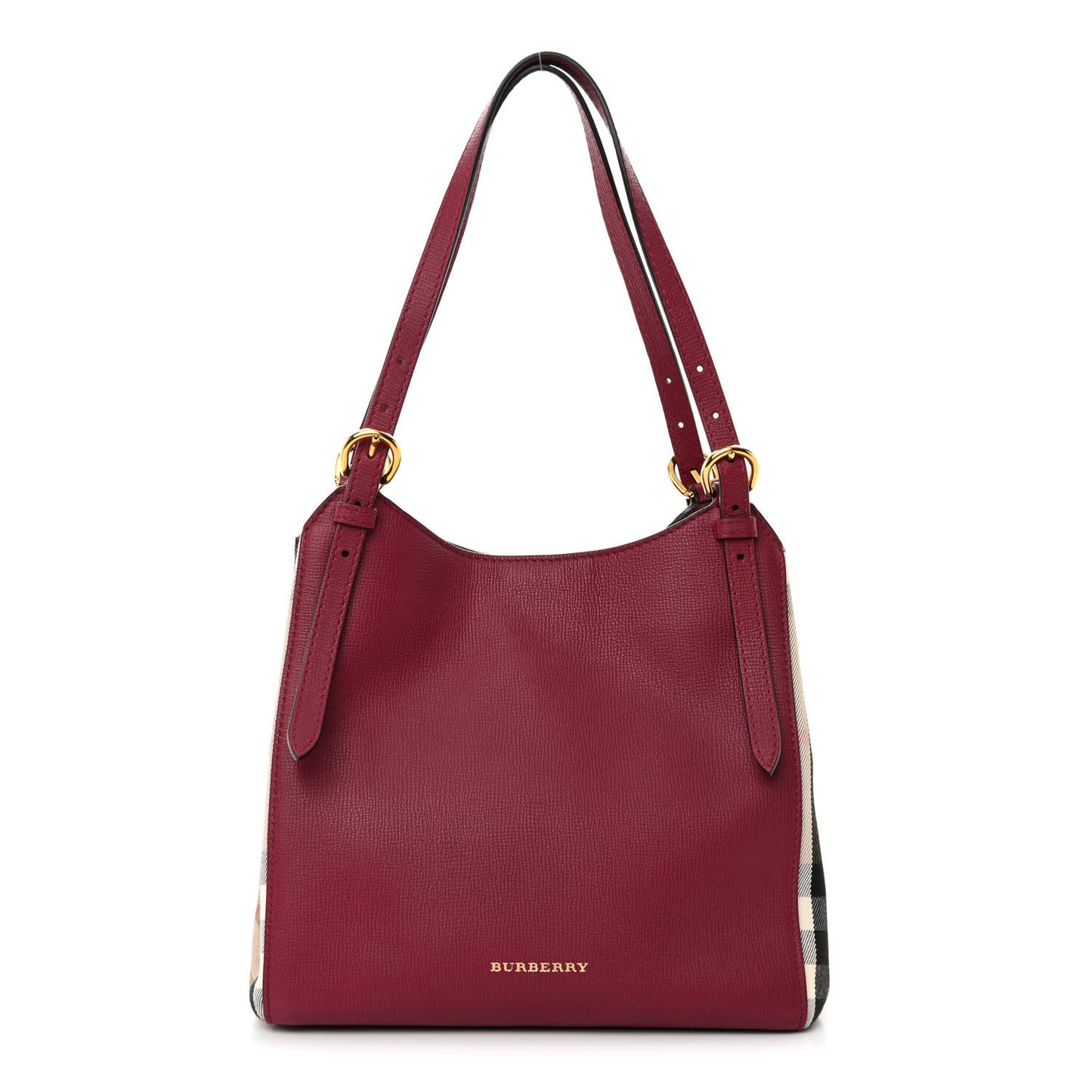 Grainy Calfskin House Check Small Canterbury Mahogany Red