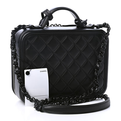 Chanel Lambskin Quilted Medium CC Filigree Vanity Case Black 2 of 4