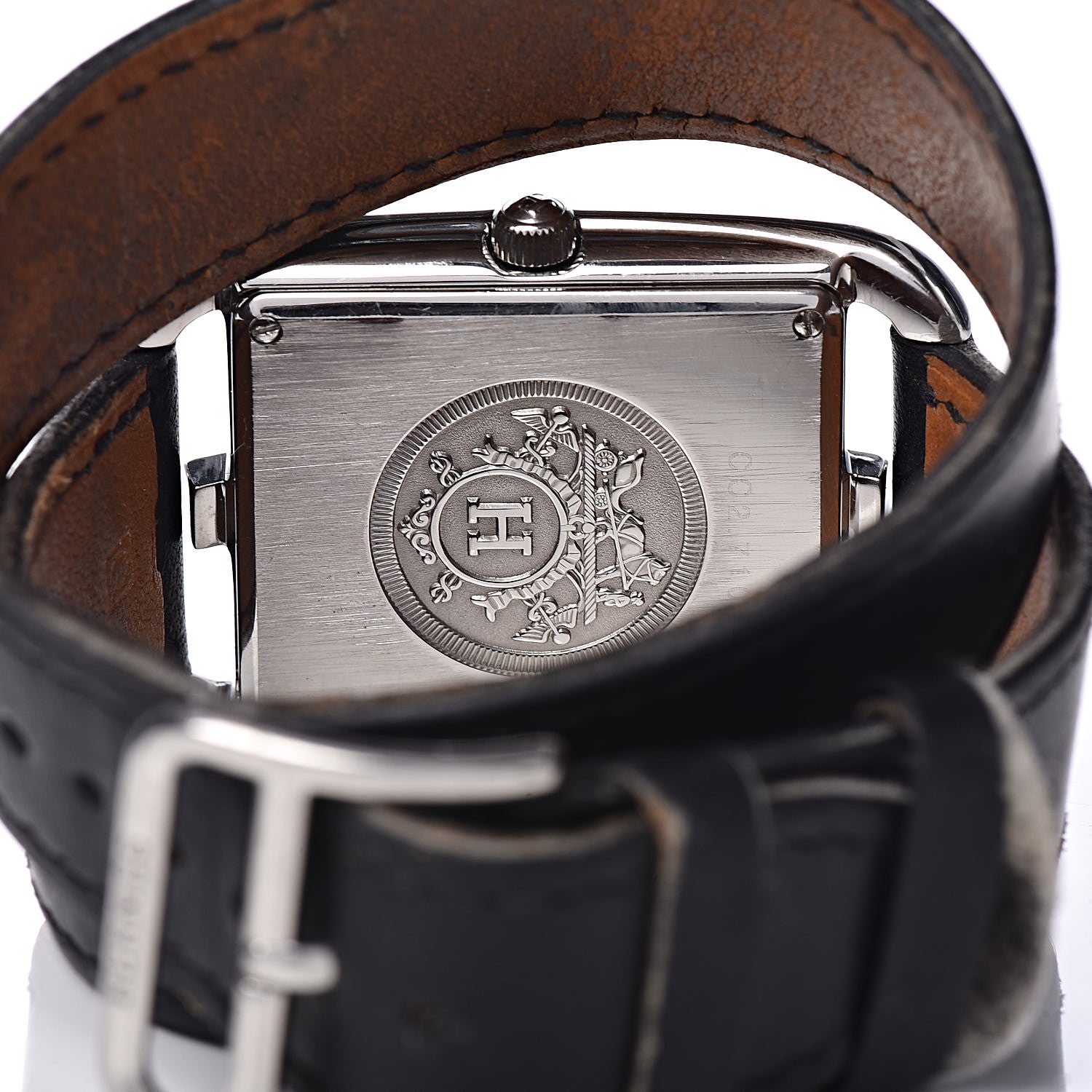 Hermes Stainless Steel Barenia 29mm Cape Cod Double Tour Quartz Watch Noir 5 of 6