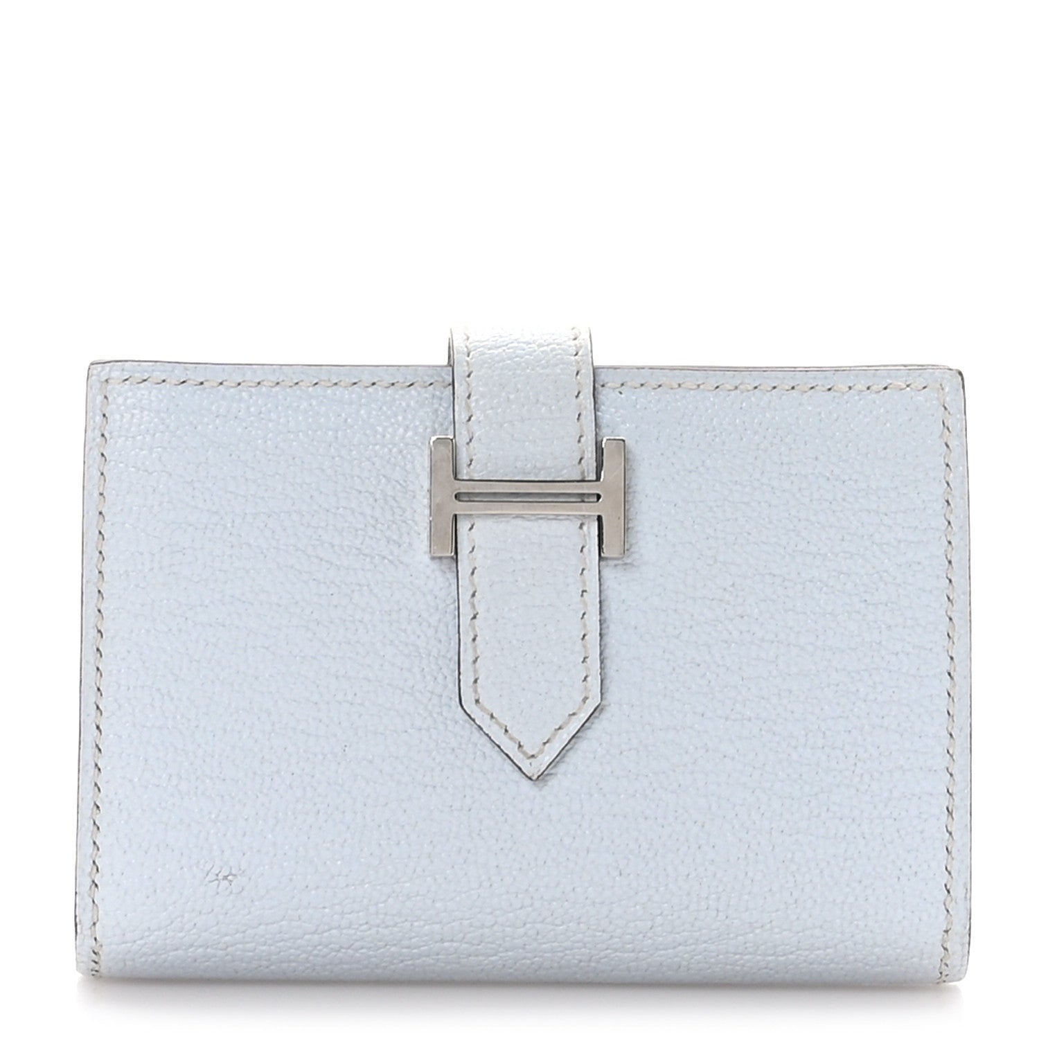 Hermes Chevre Mysore Bearn Card Holder Wallet Bleu Brume 1 of 10