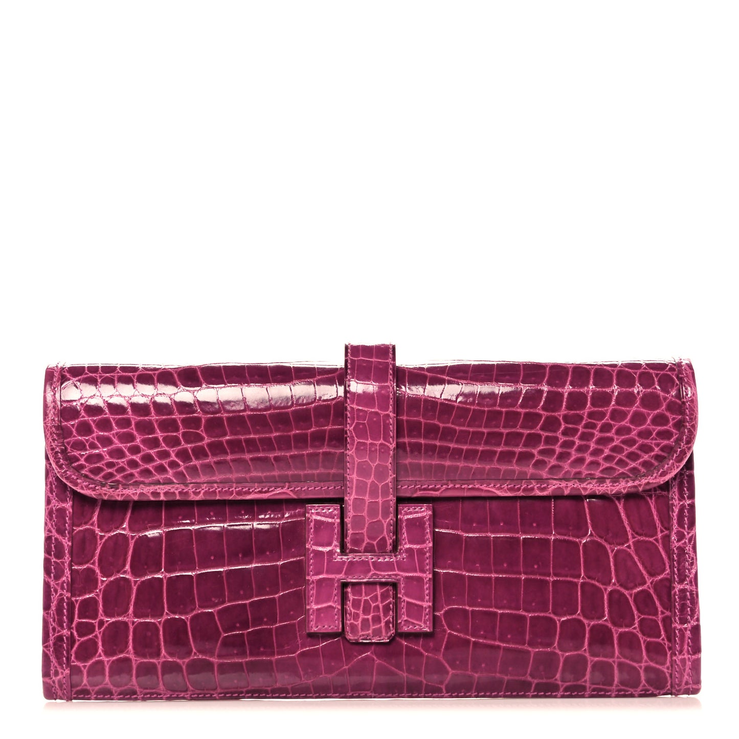 Shiny Niloticus Crocodile Jige Elan 29 Clutch Rose Scheherazade