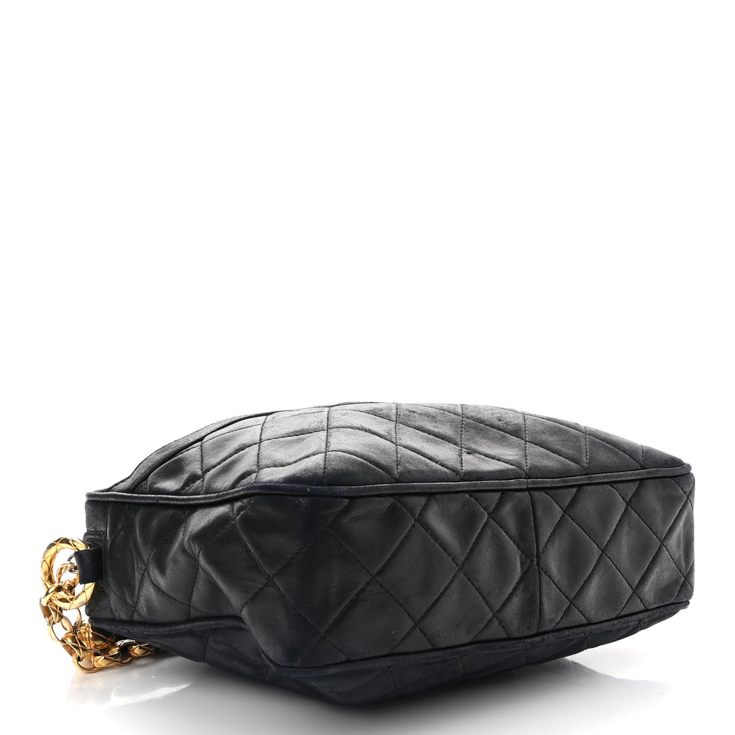 Lambskin Quilted Tassel Camera Case Black