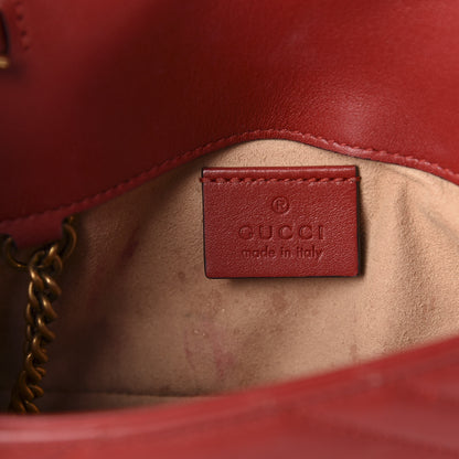 Gucci Calfskin Matelasse Super Mini GG Marmont Shoulder Bag Hibiscus Red 9 of 11