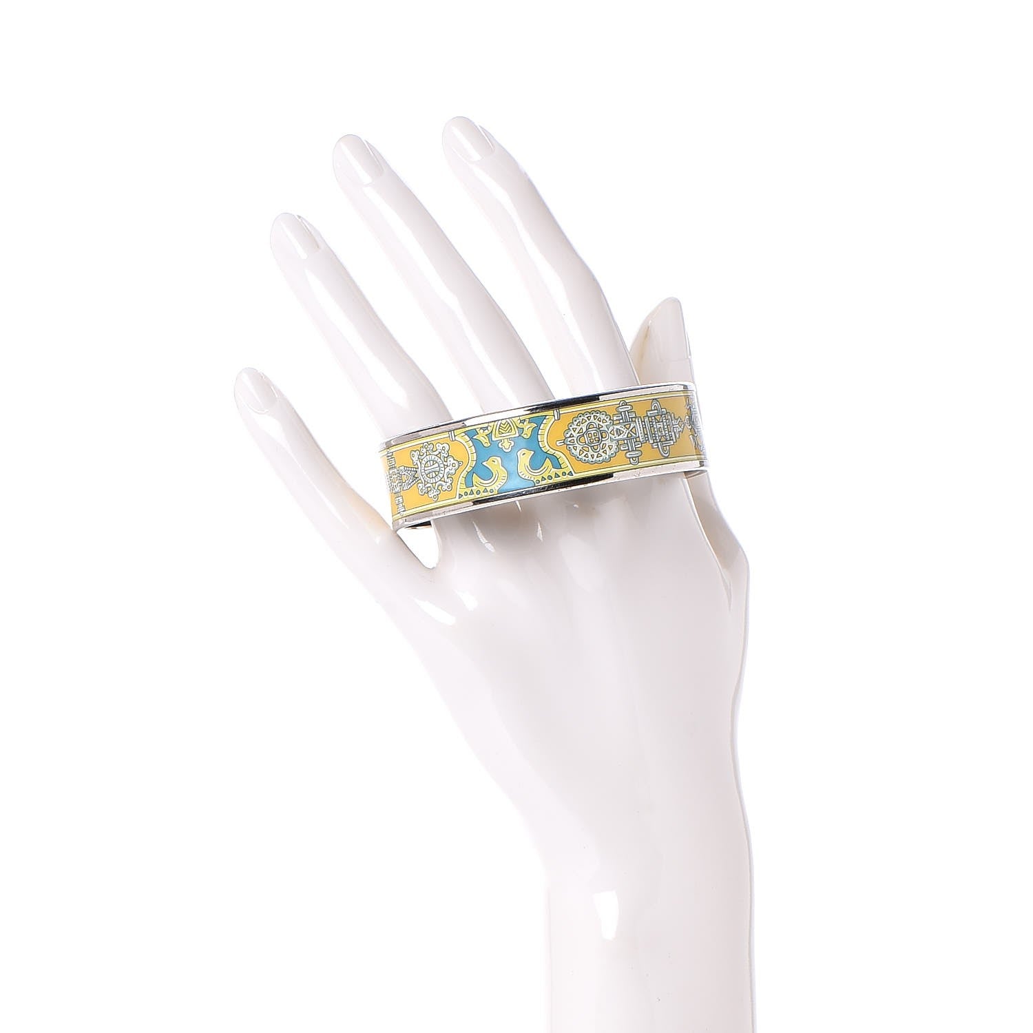 Hermes Enamel Printed Wide Birds Bracelet 65 2 of 5