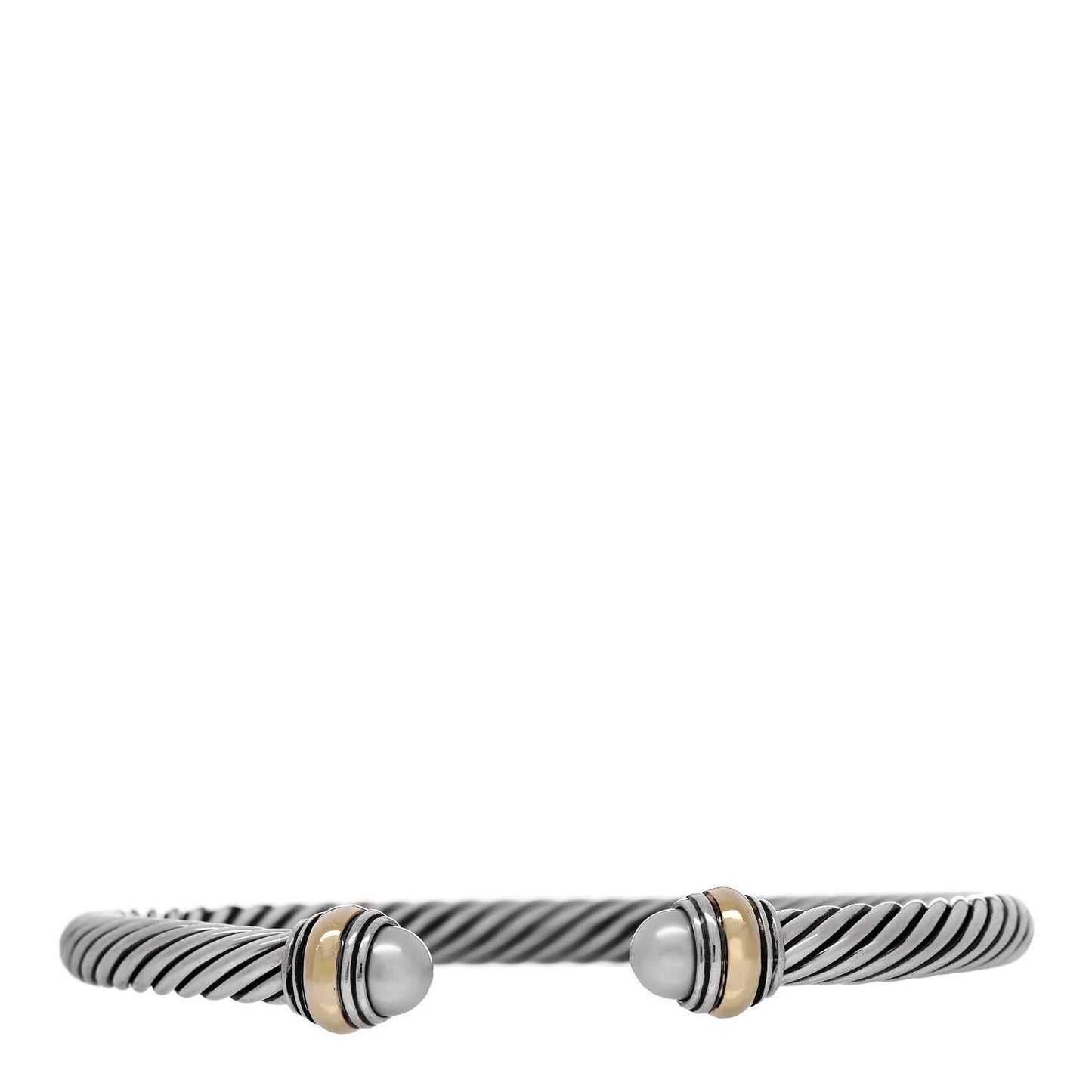 Sterling Silver 14K Yellow Gold Pearl 5mm Cable Classics Bracelet