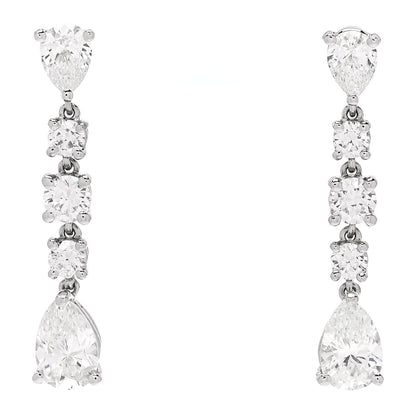 Parker & West by FASHIONPHILE Platinum Diamond Pear Round Cut Drop Earrings 1 of 6