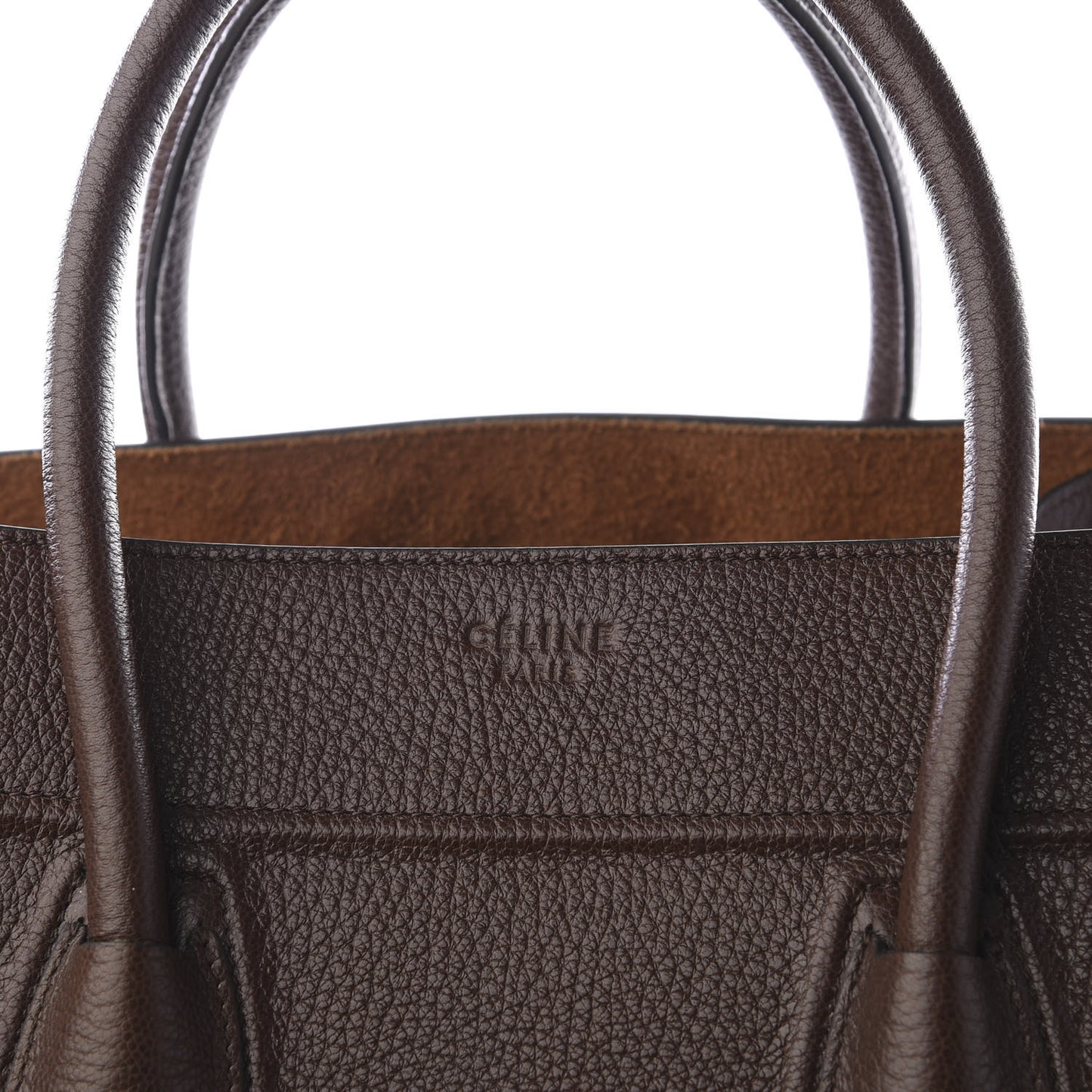 Shiny Grained Calfskin Medium Phantom Luggage Brown