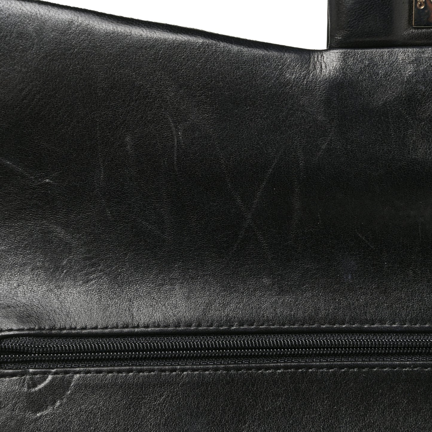 Patent Quilted Maxi Double Flap Black