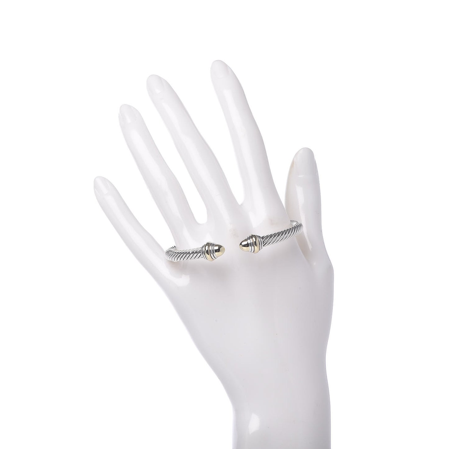 Sterling Silver 14K Yellow Gold 5mm Cable Classics Dome Bracelet