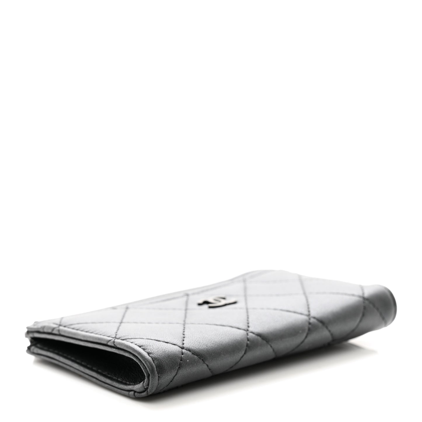 Pearly Lambskin Quilted Zip Card Holder So Black