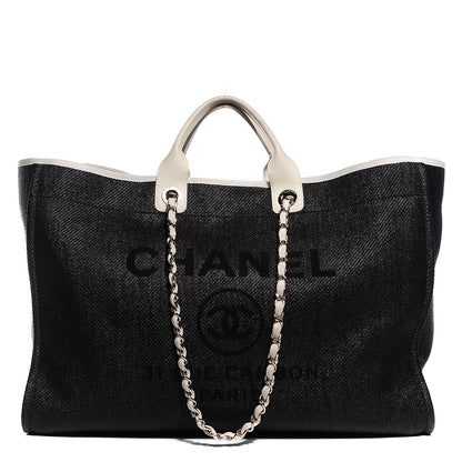 Chanel Canvas Large Deauville Tote Black White 1 of 7